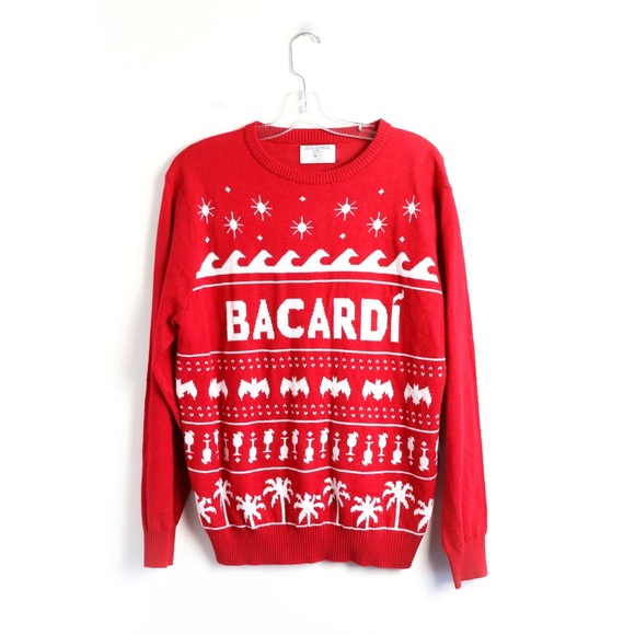 Rare Bacardi Ugly Christmas Sweater Red 
